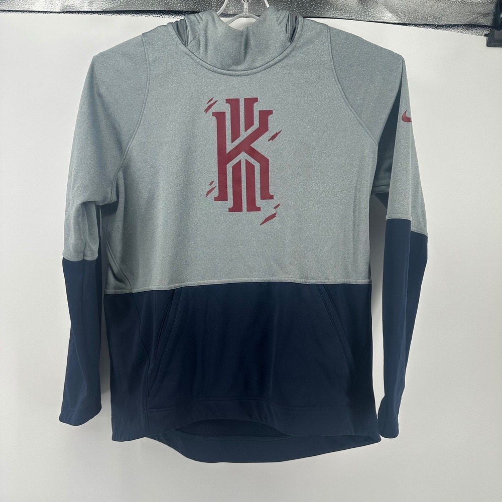 Nike Pullover Hoodie Kyrie Irving Graphic Two-Tone Gray Navy Mens L Kangaroo - Picture 8 of 13